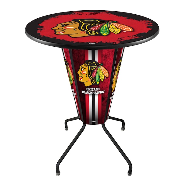 Lighted 42" Black Chicago Blackhawks Pub Table